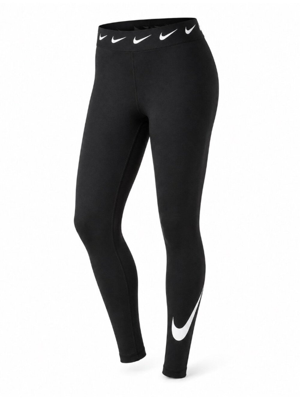 Nike Futura Leggings Womens S Black Swoosh Waistband Athletic Athleisure Stretch